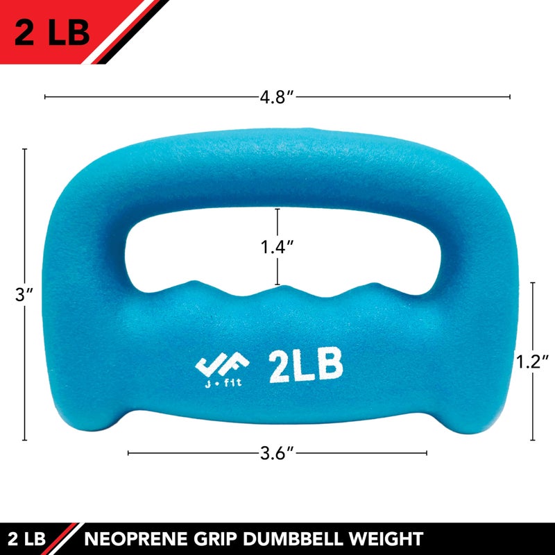 JFIT Neoprene D-Grip Dumbbell Weight, 2LB, 2 Pound - Image 2
